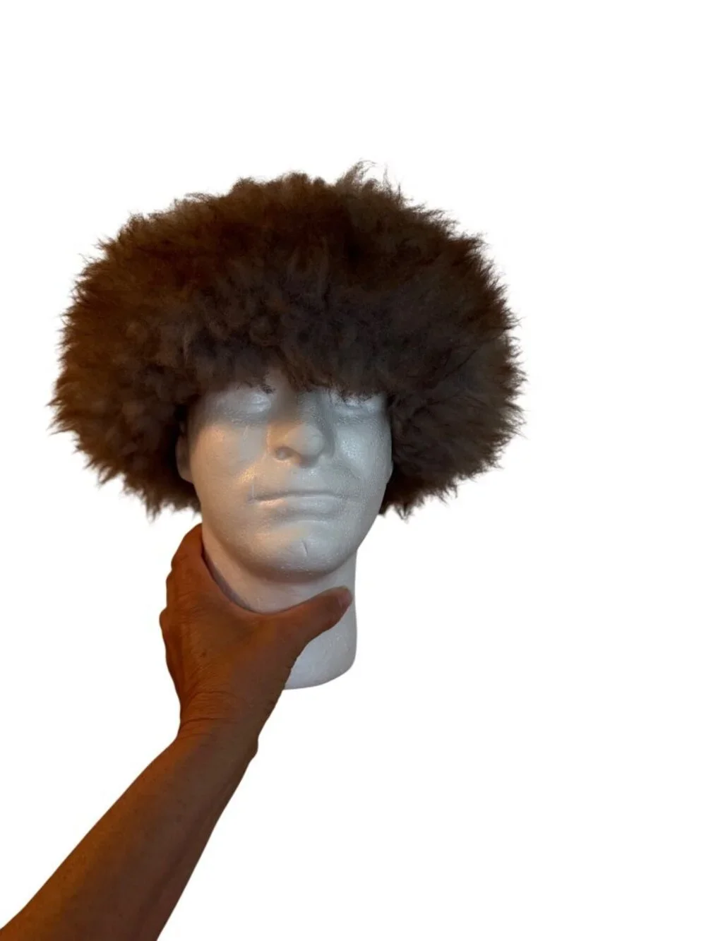 The Leather Works Womens Aspen Sheep Skin Pillbox Hat Size Large Round Winter
